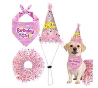 Genérico Dog Birthday Bandana Set - Cute Hat Dress Bandana Large Medium Small - Girl Dogs Tutu Skirt Outfit | for Families Friends Women Men Lovers