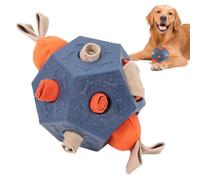 Genérico Dog Chew Toy, Treat Ball, Squeaky Dispenser, Teeth-Cleaning Texture, Mental Enrichment Design, Small Medium Large Sizes, for interactive Play and Training, 13,5 x 13 x 11 cm Blue Apricot