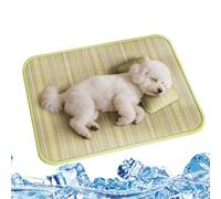 Genérico Dog Cooling Mat, Breathable Natural Rattan Pet Cooling Bed with Pillow, Non-Slip Washable Sleeping Mat for Dogs, Indoor Summer Rest & Relaxation