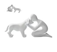 Genérico Dog Decor Abstract Art, 3D Printed Funny Sculpture, with Man and Dog Figurine Set System, Quality Resin Design, Pet Art Statue with Style, for Office Living Room Bedroom Desk Shelf Use