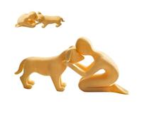 Genérico Dog Decor Abstract Art, 3D Printed Funny Sculpture, with Man and Dog Figurine Set System, Quality Resin Design, Pet Art Statue with Style, for Office Living Room Bedroom Desk Shelf Use