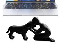 Genérico Dog Decor Abstract Art, 3D Printed Funny Sculpture, with Man and Dog Figurine Set System, Quality Resin Design, Pet Art Statue with Style, for Office Living Room Bedroom Desk Shelf Use