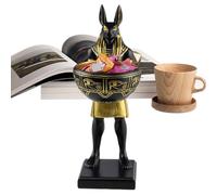 Genérico Dog Figurines - Standing Resin Animal Statue with Bowl | Miniature Egyptian Dog God Ornament, Elegant Decorative Figurine for Living Room, Bedroom or Display Bookshelves, 3.54x5.12x9.84in