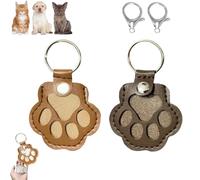 Genérico Dog Hair Collector Keychain, Happy Sumi Cat and Dog Hair Keychain, Pet Loss Keepsake, Cute Leather Paw Keychains (Light brown + Dark brown)