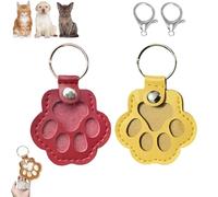 Genérico Dog Hair Collector Keychain, Happy Sumi Cat and Dog Hair Keychain, Pet Loss Keepsake, Cute Leather Paw Keychains (Red + Yellow)