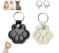 Genérico Dog Hair Collector Keychain, Happy Sumi Cat and Dog Hair Keychain, Pet Loss Keepsake, Cute Leather Paw Keychains (Black + White)