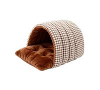 Genérico Dog House, Cama for Gatos Lavable, Acolchada y Protectora. Ideal for Cachorros y Gatos. Casita Suave y cómoda for Jugar.,for Indoor(Coffee Grid)