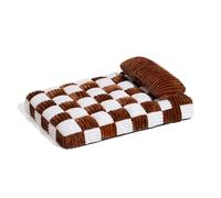 Genérico Dog House, Colchones ortopédicos Cuadrados de Felpa Hechos a Mano con Almohada for Perros Grandes y pequeños, Suaves y cómodos.,for Indoor(White Brown,100x70x10 cm)