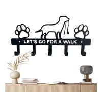 Generico Dog Leash Organizer Wall Mounted - Iron 5 Hooks Rack | Black Door Dog Leash Storage Holder Key Hanger Multi Functional Pet Accessories Hook Rack with Screw Fixing