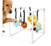 Genérico Dog Playground - 1300g PVC Assembly Frame with 5 Toys | 50x50x50cm Interactive Dog Toys Suitable For Training Teething Calming Indoor Floor Play Boredom House