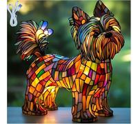 Genérico Dog Series Art Night Light, 3D Cute Bulldog LED Night Light with Stained Glass Shade, Dyed Resin Puppy Lamp with USB for Room Bedroom Home Decor, Ideal Gifts for Pet Lovers