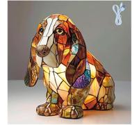 Genérico Dog Series Art Night Light, 3D Cute Bulldog LED Night Light with Stained Glass Shade, Dyed Resin Puppy Lamp with USB for Room Bedroom Home Decor, Ideal Gifts for Pet Lovers