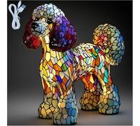 Genérico Dog Series Art Night Light, 3D Cute Bulldog LED Night Light with Stained Glass Shade, Dyed Resin Puppy Lamp with USB for Room Bedroom Home Decor, Ideal Gifts for Pet Lovers