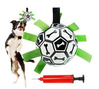 Generico Dog Soccer Ball, Tug of War Dog Football, 15x15x15cm/5.91x5.91x6.91 inches Indestructible Puppy Water Toy, Pet Yard Games, Outdoor Boredom Buster Nylon, TPU