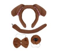 Genérico Dog Tail Costume Set - 4 Piece Puppy Cosplay Kit with Nose, Tail, Bow Tie, and Headband | Adjustable Rabbit Plush Outfit for Kids, Women, and Adults, Perfect for Parties, Parades
