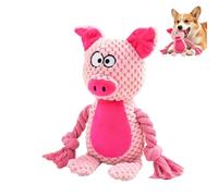 Genérico Dog Toys - 7.87x3.94x2.36in Aggressive Interactive Squeaky Calming Chewers Pet Toys Stuffed Pink Pig Plush Cotton Rope Chew Toy with Crepe Paper For Puppies Small Medium Dogs