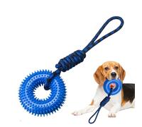 Genérico Dog Toys Squeaky, Spiky Ring For Chewers, Rubber Material, Indestructible Aggressive Chew Toy with Rope, Puppy Teething & Boredom Relief, Mental Stimulation Play Toy, 45x13cm