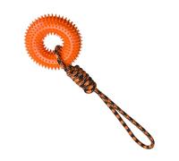 Genérico Dog Toys Squeaky, Spiky Ring for Chewers, Rubber Material, Indestructible Aggressive Chew Toy with Rope, Puppy Teething & Boredom Relief, Mental Stimulation Play Toy, 45 x 13 cm