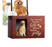 Genérico Dog Urn - Wooden Ashes Keepsake Box with Picture Frame | Decorative Pet Cremation for Cats Dogs, Memorial Ash Holder Storage Medium Large Breeds Home Loss Remembrance