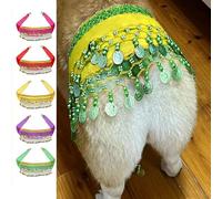 Genérico Dog Waist Chain Butt Curtain, Belly Dancing Skirts for Dogs, Passionate Puppy Shaking Hip Dance Hip Scarf Decoration (Yellow)