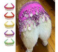 Genérico Dog Waist Chain Butt Curtain, Belly Dancing Skirts for Dogs, Passionate Puppy Shaking Hip Dance Hip Scarf Decoration (Purple)