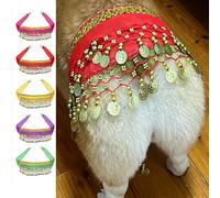 Genérico Dog Waist Chain Butt Curtain, Belly Dancing Skirts for Dogs, Passionate Puppy Shaking Hip Dance Hip Scarf Decoration (Red)