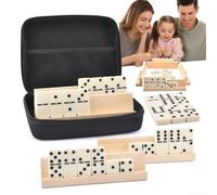 Genérico Domino Game Set, Vintage Complete Dominoes with Carry Case, 8.66x7.09x2.36 Inch Compact & Lightweight, Traditional Easy Transport Design for Family and Friends, Picnic, Dormitory