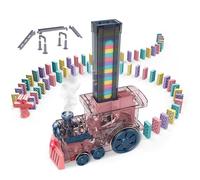 Genérico Domino Train Toy, Automatic Electric Domino Stacker, Stem Learning Set, Light Up Musical Engine, Colorful Blocks Activity Kit, for Kids, Toddler, Boys, Girls, Home, Living Room