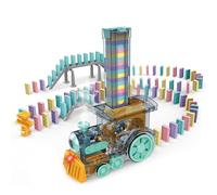 Genérico Domino Train Toy, Automatic Electric Domino Stacker, Stem Learning Set, Light Up Musical Engine, Colorful Blocks Activity Kit, for Kids, Toddler, Boys, Girls, Home, Living Room