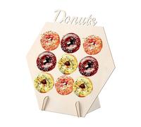 Genérico Donut Display Stand - Wood 40x30cm 15.75x11.81Inches | Đonuт Stand Doñut wall rack With 9-Peg Capacity, Wedding Dessert, Buffet Presentation | Sweet Treat Holder Party Catering Event Table