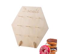 Genérico Donut Display Stand - Wood 40x30cm 15.75x11.81Inches | Đonuт Stand Doñut wall rack With 9-Peg Capacity, Wedding Dessert, Buffet Presentation | Sweet Treat Holder Party Catering Event Table