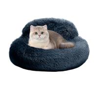 Genérico Donut Dog Bed, Plush Round Nest, Anti-Slip Pet Sofa, 60x60x20cm, Raised Rim Comfort Lounger, Soft Self-Warming Cushion, Medium Beige, for Daily Rest and Stormy Night Sleep in Home Apartment