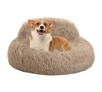 Genérico Donut Dog Bed, Plush Round Nest, Anti-Slip Pet Sofa, 60x60x20cm, Raised Rim Comfort Lounger, Soft Self-Warming Cushion, Medium Beige, for Daily Rest and Stormy Night Sleep in Home Apartment