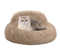 Genérico Donut Dog Bed, Plush Round Nest, Anti-Slip Pet Sofa, 60x60x20cm, Raised Rim Comfort Lounger, Soft Self-Warming Cushion, Medium Beige, for Daily Rest and Stormy Night Sleep in Home Apartment