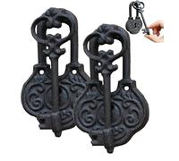 Genérico Door Pull Handle Sliding Classical Ancient Key Doorbell, Home Office Cabinets Doorknocker, Barn Wrought Iron Door for Garden Gates,Courtyard