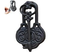 Genérico Door Pull Handle Sliding Classical Ancient Key Doorbell, Home Office Cabinets Doorknocker, Barn Wrought Iron Door for Garden Gates,Courtyard