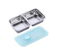 Genérico Double Box - 14x10x5cm Metal Food Storage Container With Lid, Reusable Steel Lunch Organizer For Office Long Drive Beach Hiking Sports Outdoor Travel Use Durable Portable