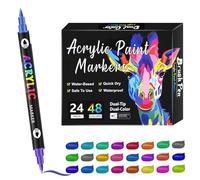 Genérico Double-Ended Markers, Journaling Markers, Adult Sketch Pens Set, High-Quality Art Supplies, Tips for Detailed Coloring, 24 Colors, Ideal for Drawing, Painting, Bullet Journals