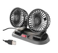 Genérico Double Fan for Car, Electric Air Circulation Fan, Rear Seat Headrest Vehicle Blower, Compact Size, Double Heads, 2 Speed, USB Charging, 360 Degree Adjustable for Truck and Van, 22x11x16cm