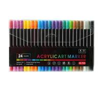 Genérico Double-Head Acrylic Markers Set - 24/36 Colors, Waterproof, Brush Tip Drawing Art Supplies Stationery for Painting, Acrylic Paint Pens, Hand-Book Making