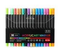 Genérico Double-Head Acrylic Markers Set - 24/36 Colors, Waterproof, Brush Tip Drawing Art Supplies Stationery for Painting, Acrylic Paint Pens, Hand-Book Making