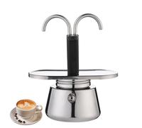 Genérico Double Head Stainless Steel Mocha Pot,Classic Dual Pipe Stovetop Espresso Maker with Filter,Mini Mocha Pots for Camping Travel Making Espresso Coffee