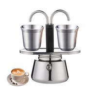 Genérico Double Head Stainless Steel Mocha Pot,Classic Dual Pipe Stovetop Espresso Maker with Filter,Mini Mocha Pots for Camping Travel Making Espresso Coffee