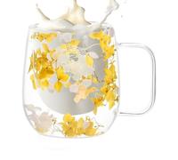 Genérico Double Insulated Glass Mugs Dried Flower Glass Coffee Mugs