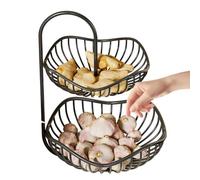 Genérico Double-Layer Metal Countertop Storage Rack - Kitchen Basket For Scallions, Ginger & Garlic | Multi-Functional Desktop Vegetable & Fruit Organizer | Heavy-Duty Wire Rack