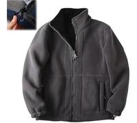 Genérico Double Layer Soft Fleece Jacket for Men,Winter Double Side Thick Polar Fleece Windproof Outerwear,Full Zip Fleece Hiking Coat (FR/ES, Letras, XS, Regular, Regular, Gray)