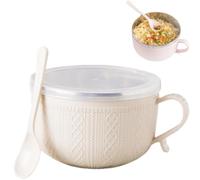 Genérico Double-Layer Stainless Steel Bowls,27 Oz Insulated Serving Bowls,Heat & Cold Resistant Instant Noodle Bowl with Lid and Spoon for Soup,Cereal,Salad,Kitchen,Dining,and Outdoor Use (Beige)