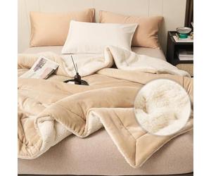 Genérico Double Layer Thickened Lamb Plush Blanket,Solid Color Reversible Milk Velvet Blanket,Winter Soft Warm Bed Blankets,Fluffy Fuzzy Blanket for Couch Bed Sofa Chair