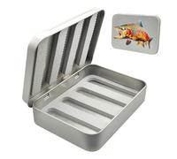 Genérico Double-Sided Fly Box, Metal Fishing Hook Storage, 7x5 Inches Trout Print Organizer with Secure Lid, Durable Fly Box, Fishing with Compact Design, Accessory for Beginners and Enthusiasts