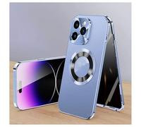 Genérico Double-Sided Magnetic Phone Case for iPhone 16/15/14/13/12 Pro MAX, Anti Peep Tempered Glass Case 360 Full BodyCase (for iphone13 Pro,Blue)